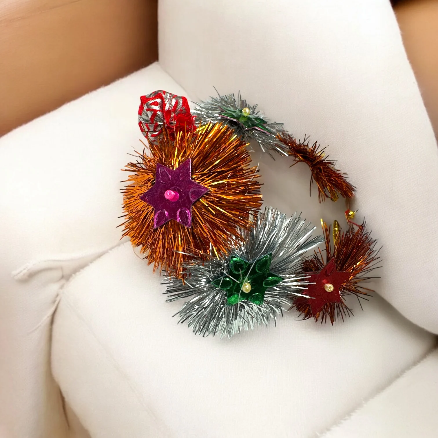 Haldi Ceremony Kangan with colorful tinsel and decorative stars